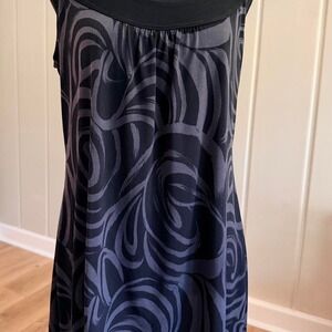 Y2K Claudia Richard black sheer swirl print tunic mini dress top